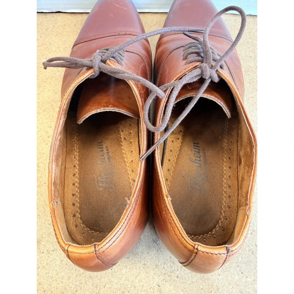 Mens Sz 9D Florsheim Brown Leather Cap Toe Oxford Lace Up‎ Dress Shoes